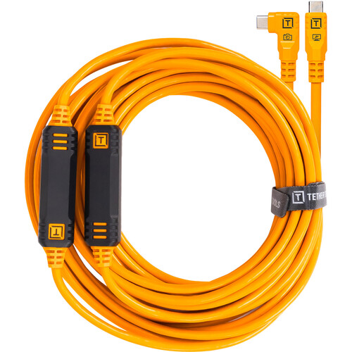 Tether Tools Pro USB-C Straight to Right-Angled Cable 9.4 Metre Orange